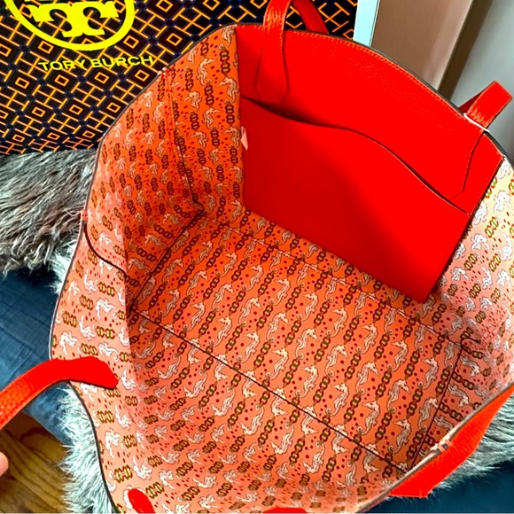 Tory Burch Handbags - TORY BURCH POPPY RED / PINK
SEAHORSE BLAKE TOTE
